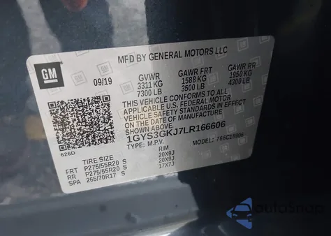 2020 Cadillac Escalade Esv 2Wd z USA, uszkodzony, nr VIN 1GYS3GKJ7LR166606